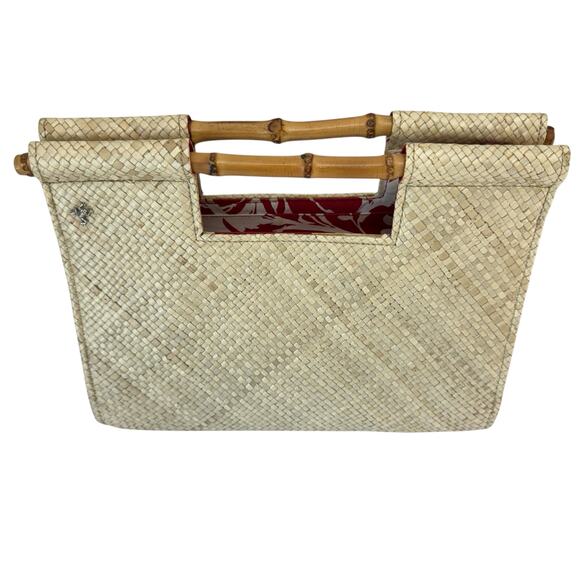 PUTU BY J. MACLEAR Handbags - Vintage PUTU BY J. MACLEAR Straw Purse Bamboo Handles Summer Vacation Resort